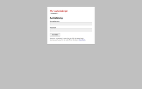 Anmeldeseite des Administrationsbereichs mit Anmeldename und Passwort