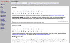 Editor für Impressum, Datenschutzerklärung und Regeln