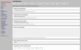 Einstellungen für Name, E-Mail-Adresse und Links in der Navigation