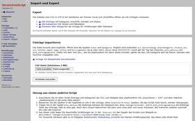 Import von Einträgen aus einer CSV-Datei und Export als CSV