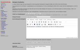 Formular einer Kategorie mit Titel, Beschreibung, Überschrift, Text und Adresse