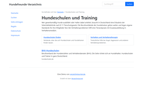 Kategorieseite mit Unterkategorien und Einträgen
